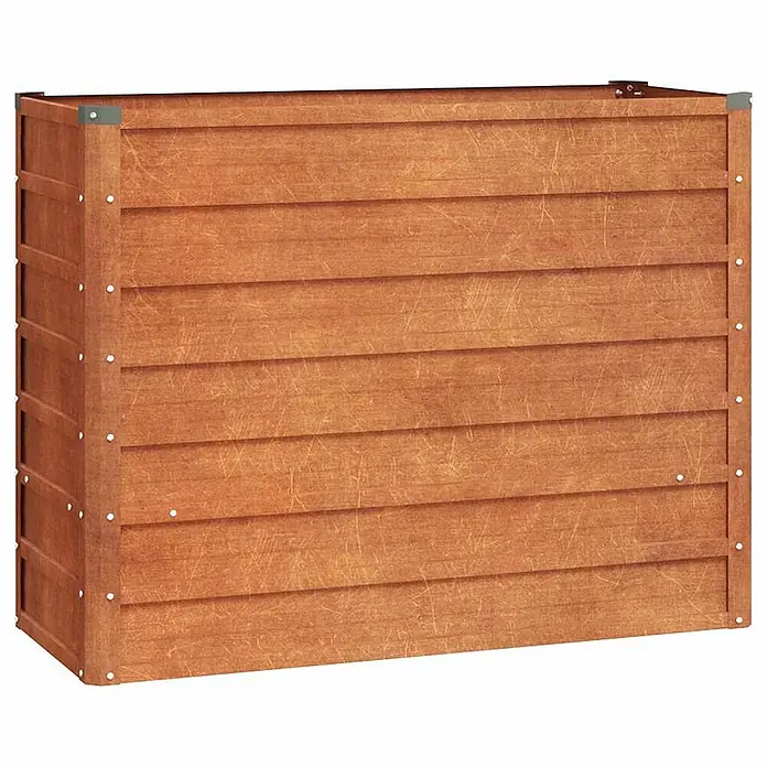 Furnicato Hochbeet - 100 x 40 x 77 cm, Stahl, Braun - Brauner Komposter aus Holzlamellen.