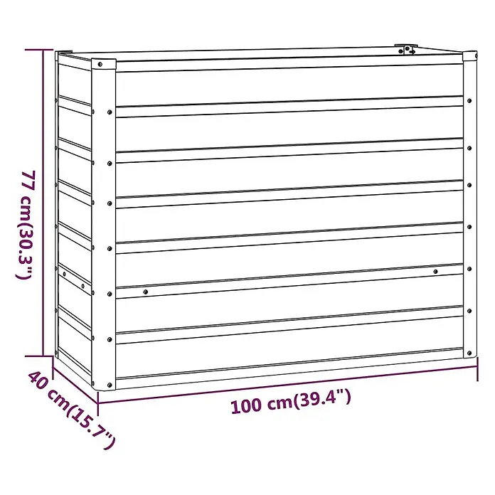 Furnicato Hochbeet - 100 x 40 x 77 cm, Stahl, Braun - Rechteckige Lamellen-Außenaufbewahrungsbox, 100x40x77 cm.