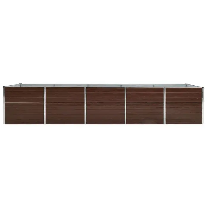 Furnicato Hochbeet verzinkter Stahl - 400 x 80 x 45 cm, Stahl, Braun - Langes, braunes Hochbeet mit silbernem Metallrahmen.