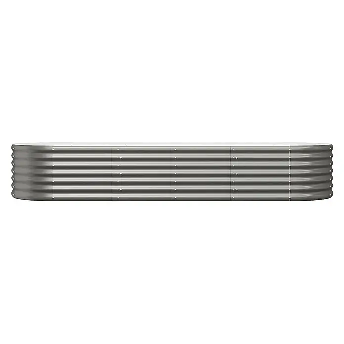 Furnicato Hochbeet - 224 x 80 x 36 cm, Stahl, Grau - Langes, silbernes Hochbeet aus gewelltem Metall zum Pflanzen.