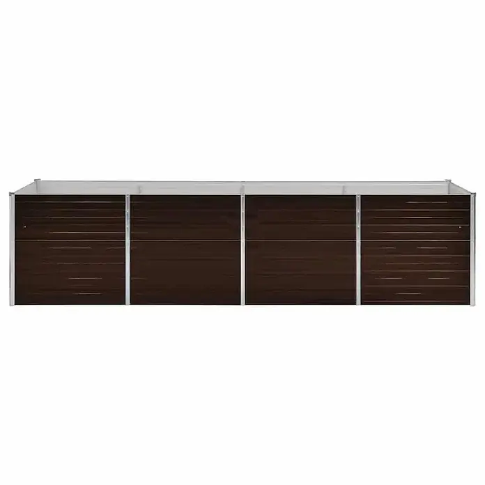 Furnicato Hochbeet - 80 x 320 x 77 cm, Stahl, Braun - Rechteckiges Hochbeet aus braunem Wellblech mit silbernem Rahmen.
