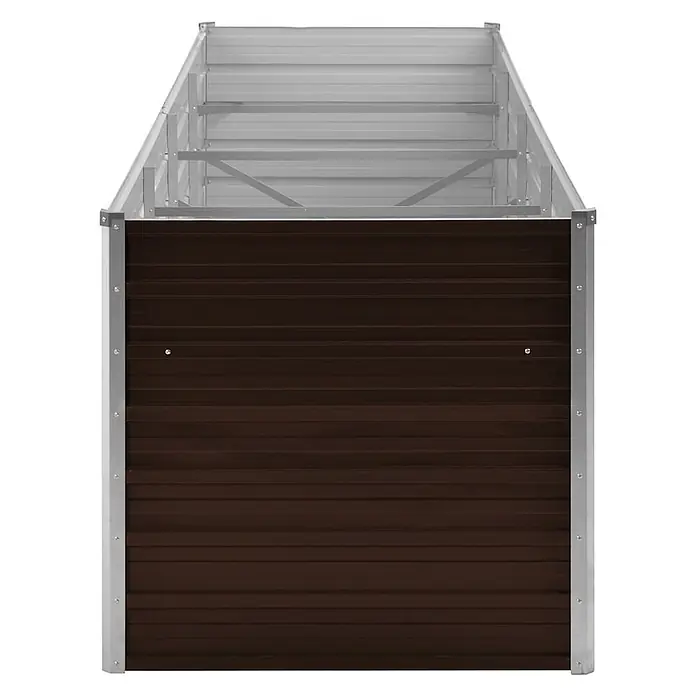 Furnicato Hochbeet - 80 x 320 x 77 cm, Stahl, Braun - Braunes Hochbeet aus Wellblech mit silbernem Rahmen.