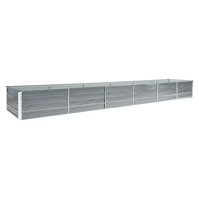 Furnicato Hochbeet - 480 x 80 x 45 cm, Stahl, Grau - Langes, rechteckiges Hochbeet aus silbernem verzinktem Metall für den Garten.