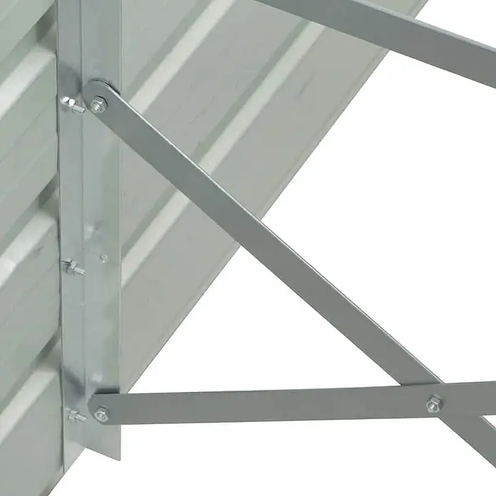 Furnicato Hochbeet - 480 x 80 x 45 cm, Stahl, Grau - Graue Metallstützen für ein Vordach, mit Schraubverbindungen und diagonaler Strebe.