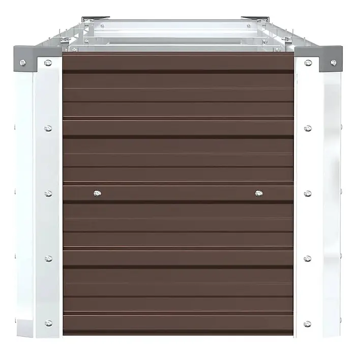Furnicato Hochbeet - 40 x 320 x 45 cm, Stahl, Braun - Modulares Hochbeet mit braunen Wellblechpaneelen und weißem Aluminiumrahmen.