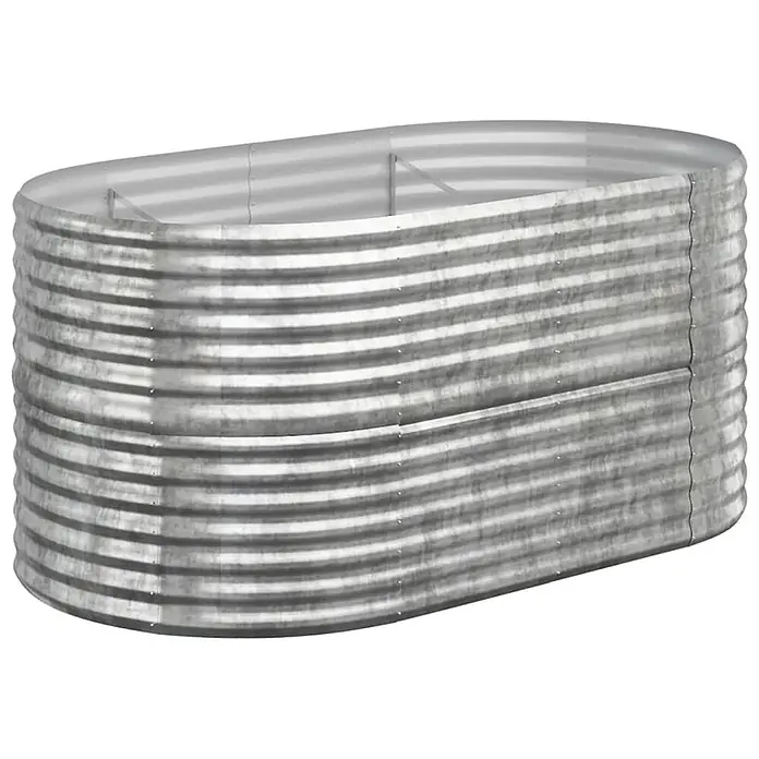 Furnicato Hochbeet - 152 x 80 x 68 cm, Stahl, Silber - Längliches, ovales Hochbeet aus gewelltem verzinktem Stahl.