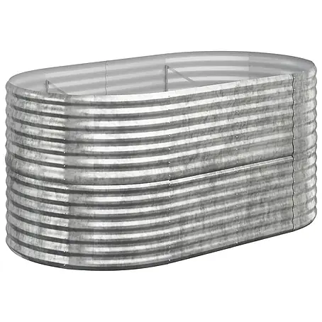 Furnicato Hochbeet oval, verzinkter Stahl, 152 x 80 x 68 cm, Silber