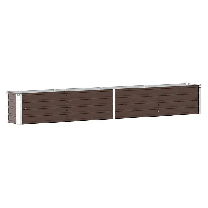 Furnicato Hochbeet - 40 x 320 x 45 cm, Stahl, Braun - Langes, braunes Hochbeet aus Metall mit silbernen Ecken und Mittelstütze.
