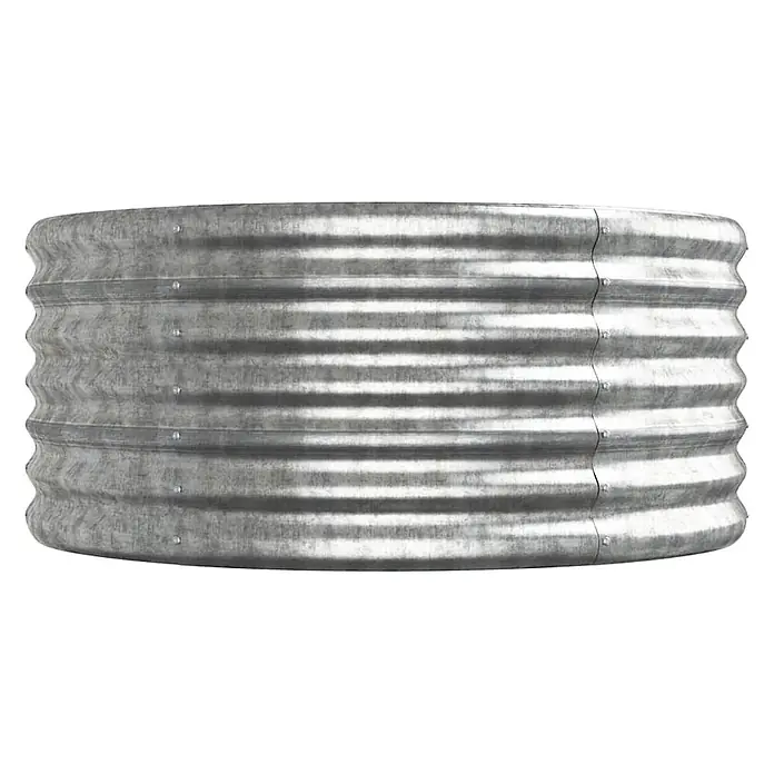 Furnicato Hochbeet - 512 x 512 x 36 cm, Stahl, Silber - Rundes, wellenförmiges Hochbeet aus verzinktem Metall.