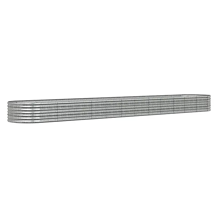 Furnicato Hochbeet - 512 x 512 x 36 cm, Stahl, Silber - Langes, schmales Hochbeet aus Wellblech mit abgerundeten Enden.