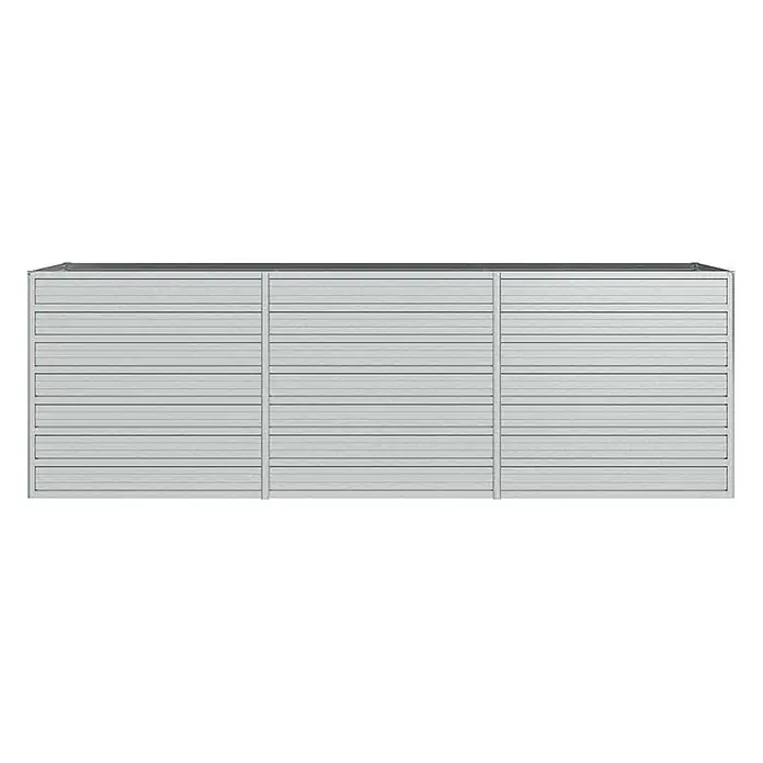 Furnicato Hochbeet - 240 x 80 x 77 cm, Stahl, Silber - Graues Hochbeet aus Metall mit horizontalen Lamellen.