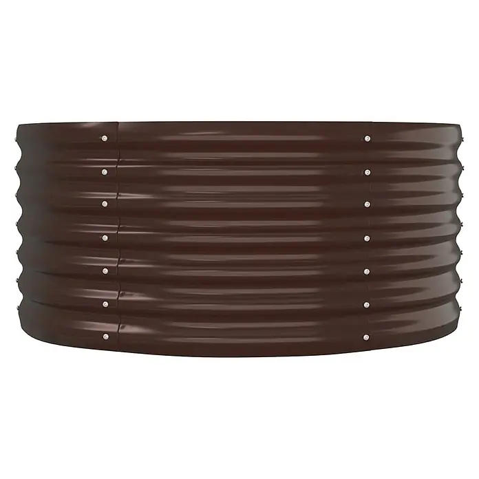 Furnicato Hochbeet oval, verzinkter Stahl, braun, 152 x 80 x 36 cm -  - Dunkelbraunes Hochbeet aus Wellblech mit sichtbaren silbernen Befestigungselementen, zum Gärtnern.