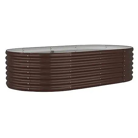 Furnicato Hochbeet oval, verzinkter Stahl, braun, 152 x 80 x 36 cm