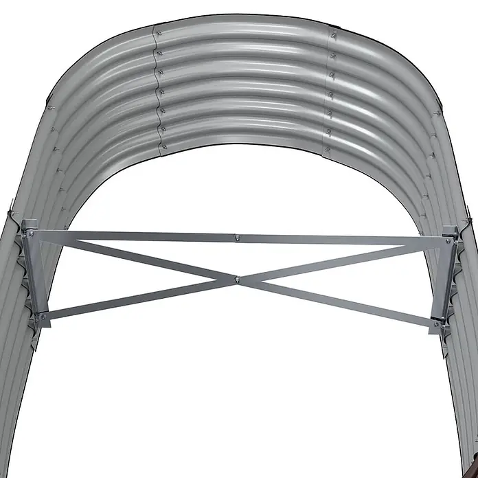 Furnicato Hochbeet oval, verzinkter Stahl, braun, 152 x 80 x 36 cm -  - Silberner Wellblechbogen mit stabilisierender Kreuzstrebe.