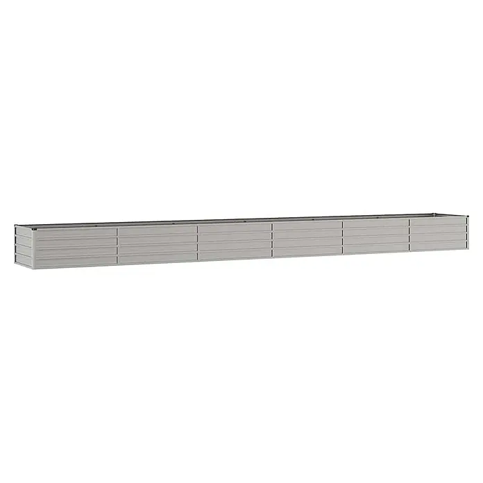 Furnicato Hochbeet - 600 x 80 x 45 cm, Stahl, Braun - Langes, rechteckiges, graues Hochbeet aus Metall mit horizontalen Paneelen.