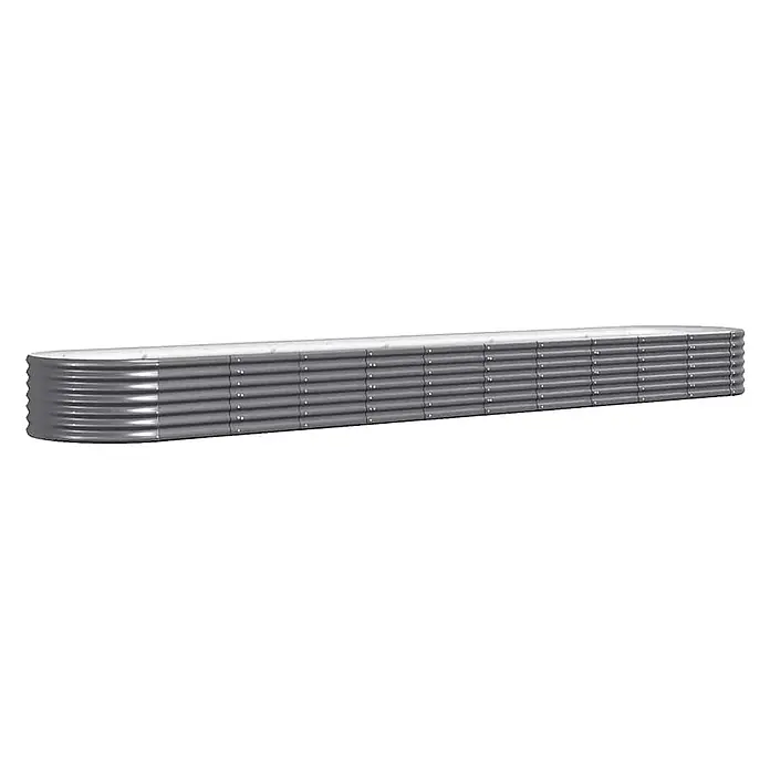 Furnicato Hochbeet - 440 x 80 x 36 cm, Stahl, Anthrazit - Langes, ovales Hochbeet aus gewelltem, verzinktem Stahl in Silber-Grau.