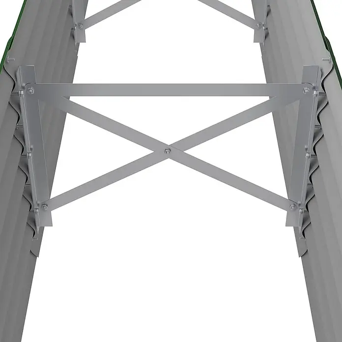 Furnicato Hochbeet - 224 x 40 x 36 cm, Stahl, Grün - Silbergraues Metall-Querstreben-System zur Verbindung von Wellblechen, sorgt für Stabilität bei Überdachungen.