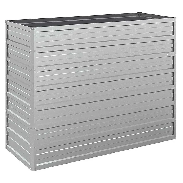 Furnicato Hochbeet - 40 x 100 x 77 cm, Stahl, Silber - Rechteckiges Hochbeet aus verzinktem Stahl mit horizontalen Lamellen.