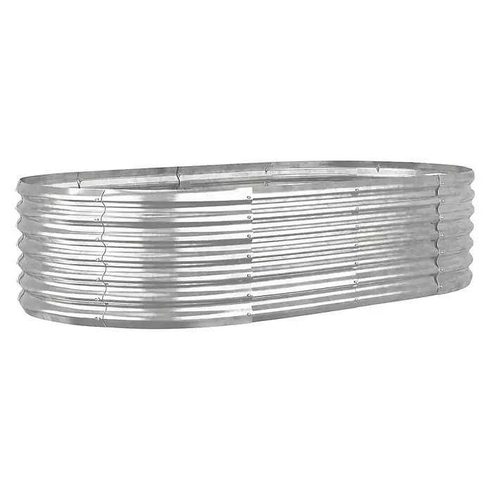 Furnicato Hochbeet - 152 x 80 x 36 cm, Stahl, Silber - Ovales Hochbeet aus gewelltem, silbernem Metall zum Bepflanzen.