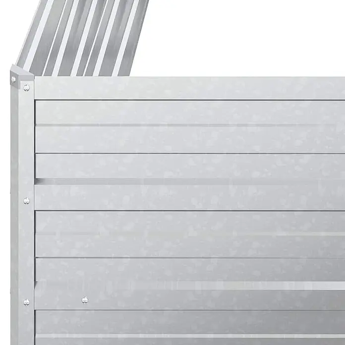 Furnicato Hochbeet - 40 x 100 x 77 cm, Stahl, Silber - Sektion eines verzinkten Metallpaneels mit horizontalen Lamellen und Eckstück, für modulare Außenkonstruktion.