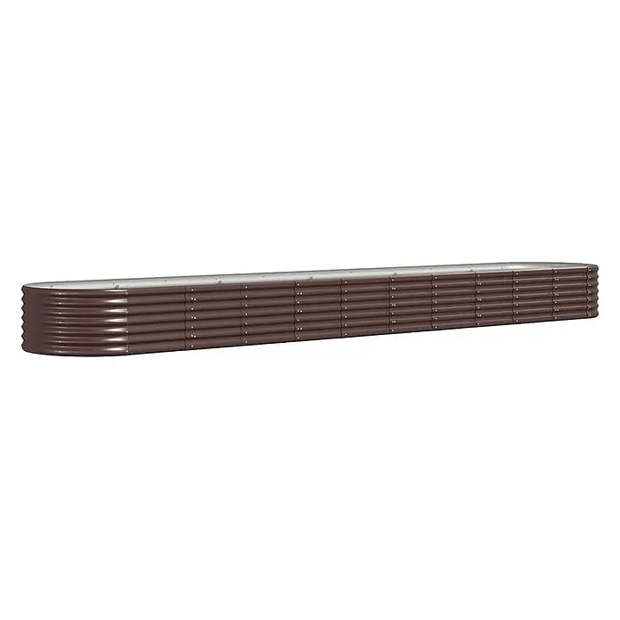 Furnicato Hochbeet - 440 x 80 x 36 cm, Stahl, Braun - Langes, schmales Hochbeet aus braunem Wellblech mit silbernem Oberrand.