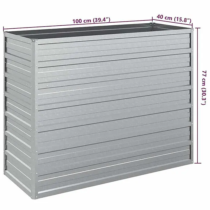 Furnicato Hochbeet - 40 x 100 x 77 cm, Stahl, Silber - Rechteckiges Hochbeet aus verzinktem Stahl, 100x40x77 cm.
