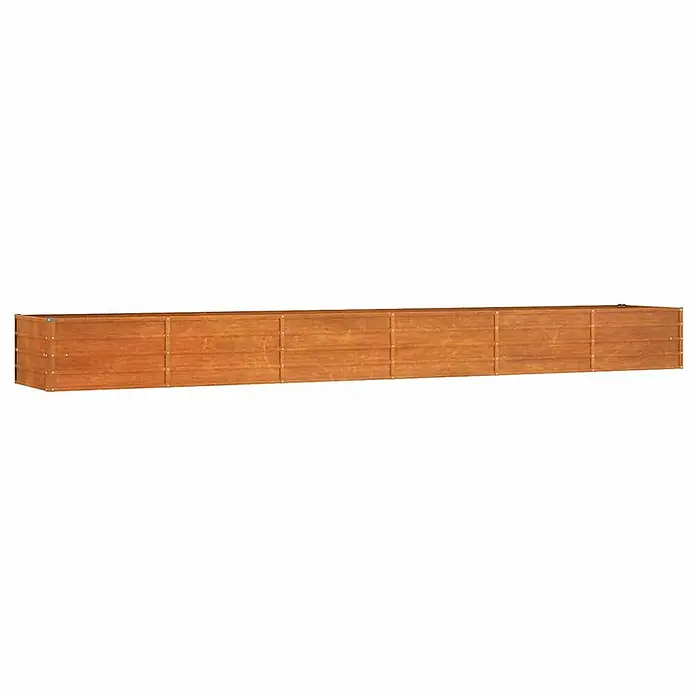 Furnicato Hochbeet - 480 x 80 x 45 cm, Stahl, Braun - Langes, rechteckiges braunes Holzpflanzgefäß für den Garten.