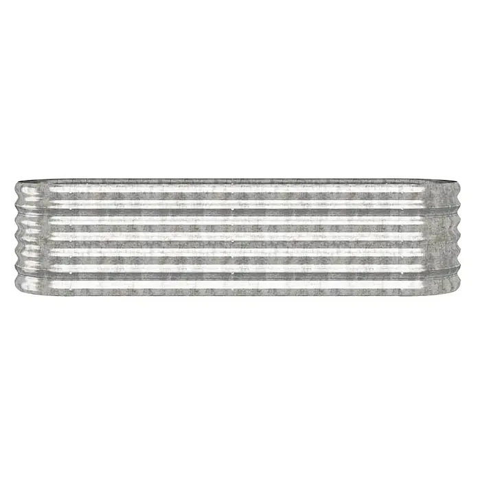Furnicato Hochbeet - 152 x 40 x 36 cm, Stahl, Silber - Langes rechteckiges Hochbeet aus gewelltem Metall.