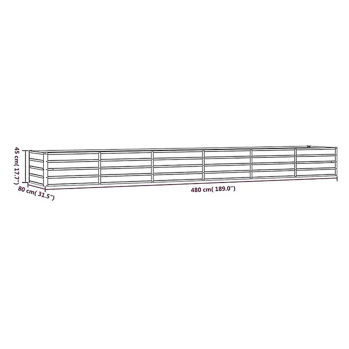 Furnicato Hochbeet - 480 x 80 x 45 cm, Stahl, Braun - Langes, rechteckiges Hochbeet/Pflanzgefäß, 480 cm lang, 80 cm breit und 45 cm hoch.
