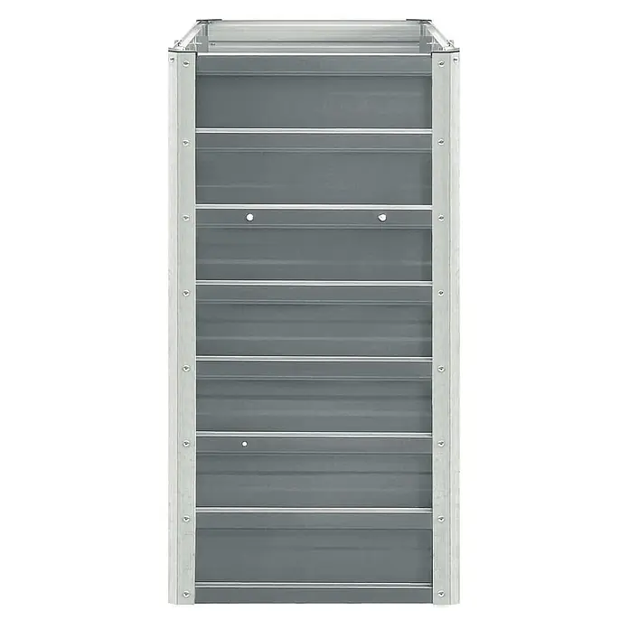 Furnicato Hochbeet - 40 x 240 x 77 cm, Stahl, Grau - Hohe, graue Metallplatte für Hochbeet mit horizontalen Rillen und silbernem Rahmen.