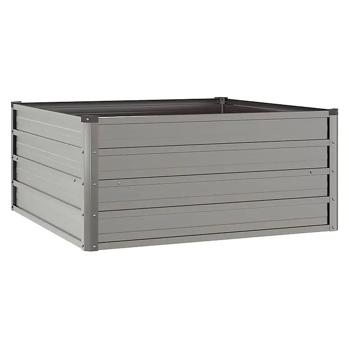 Furnicato Hochbeet - 100 x 100 x 45 cm, Stahl, Braun - Graues Hochbeet aus Metall, quadratisch zum Bepflanzen.