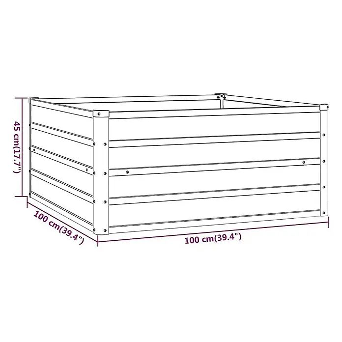 Furnicato Hochbeet - 100 x 100 x 45 cm, Stahl, Braun - Quadratisches Hochbeet aus Metall, 100x100x45 cm, mit horizontaler Paneelkonstruktion.