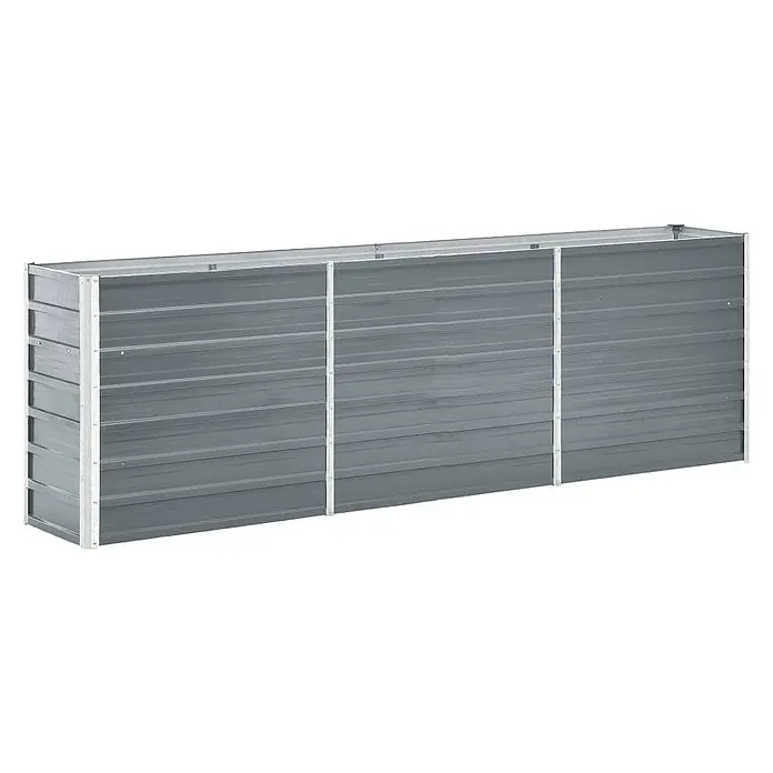 Furnicato Hochbeet - 40 x 240 x 77 cm, Stahl, Grau - Langes, rechteckiges graues Hochbeet aus Metall mit Wellblechseiten.