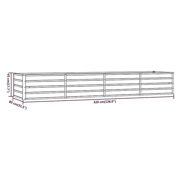 Furnicato Hochbeet - 320 x 80 x 45 cm, Stahl, Braun - Langes, rechteckiges Hochbeet, 320x80x45 cm.