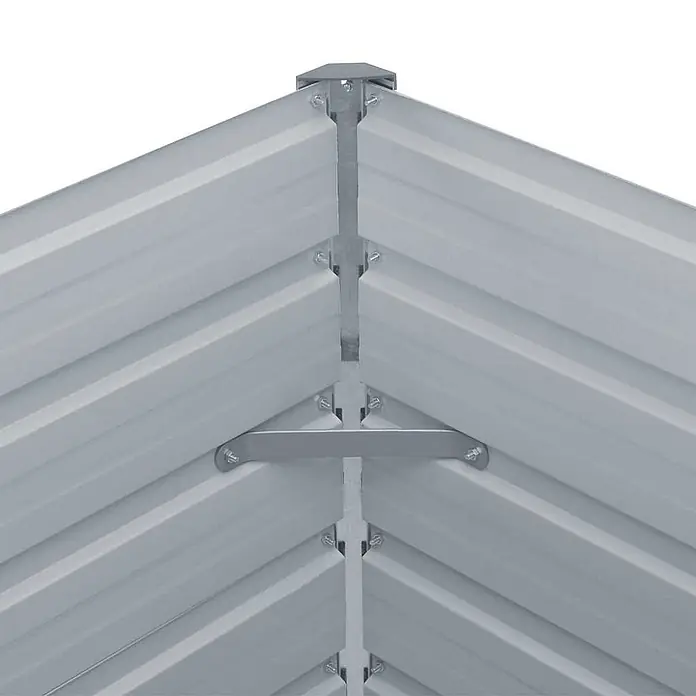 Furnicato Hochbeet - 160 x 80 x 45 cm, Metall, Anthrazit - Wellblechdachkonstruktion, grau, mit First und tragenden Balken.