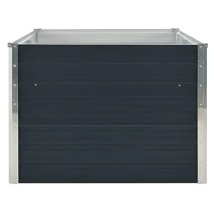 Furnicato Hochbeet - 160 x 80 x 45 cm, Metall, Anthrazit - Dunkelgraues Wellblech-Hochbeet/Komposter mit silbernem Metallrahmen.