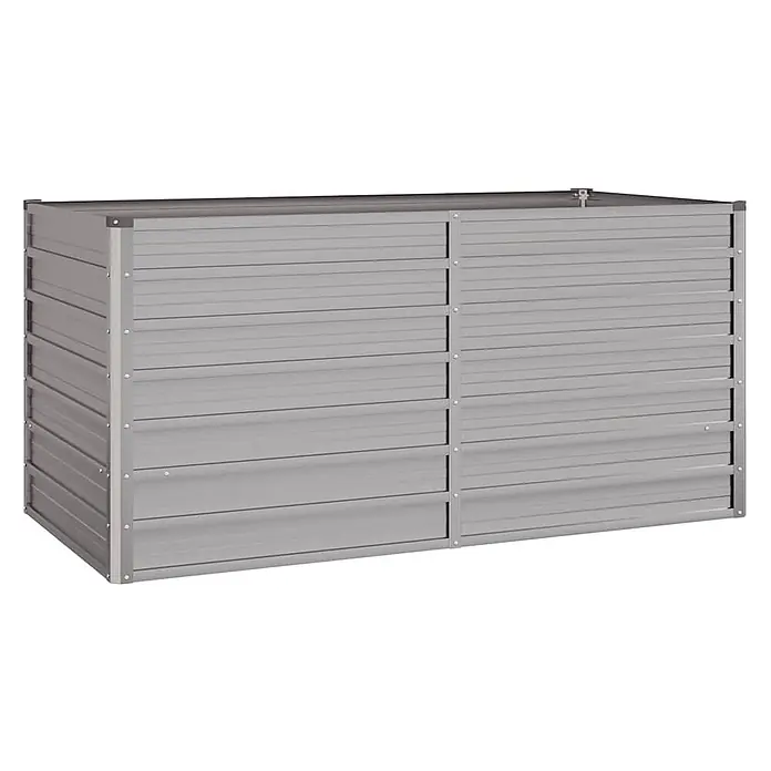 Furnicato Hochbeet - 80 x 160 x 77 cm, Stahl, Braun - Rechteckiges graues Hochbeet aus geripptem Metall, ideal für den Garten und Pflanzen.