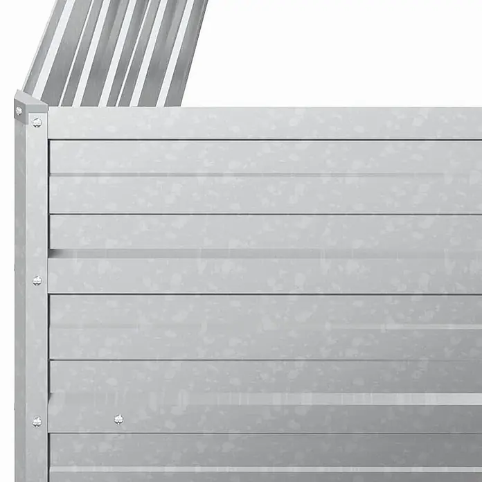 Furnicato Hochbeet - 100 x 100 x 77 cm, Stahl, Silber - Hochbeet aus verzinktem Metall mit horizontalen Paneelen und Eckverbindern. Gesprenkelte hellgraue Oberfläche.