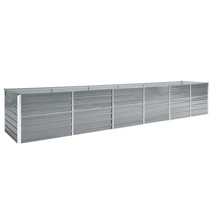 Furnicato Hochbeet - 480 x 80 x 77 cm, Stahl, Grau - Langes, rechteckiges Hochbeet aus silbernem, verzinktem Wellblech.