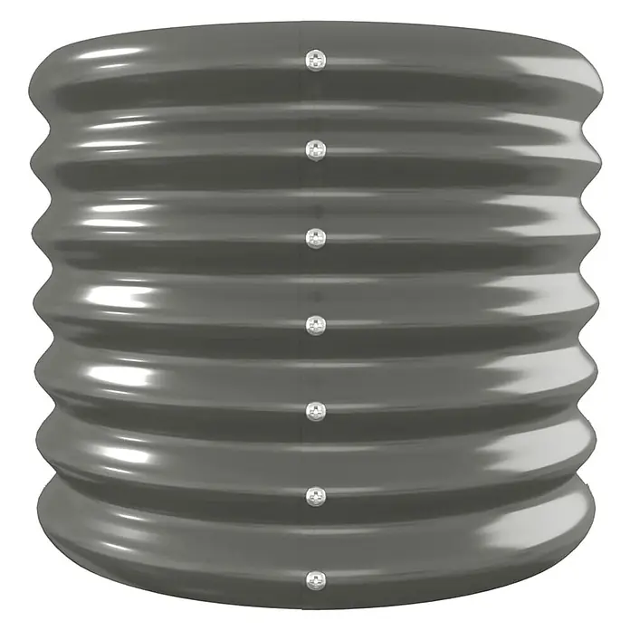Furnicato Hochbeet - 332 x 40 x 36 cm, Stahl, Grau - Dunkelgraues gewelltes Metall-Hochbeet oder Pflanzgefäß, zylindrisch, mit vertikaler Naht.