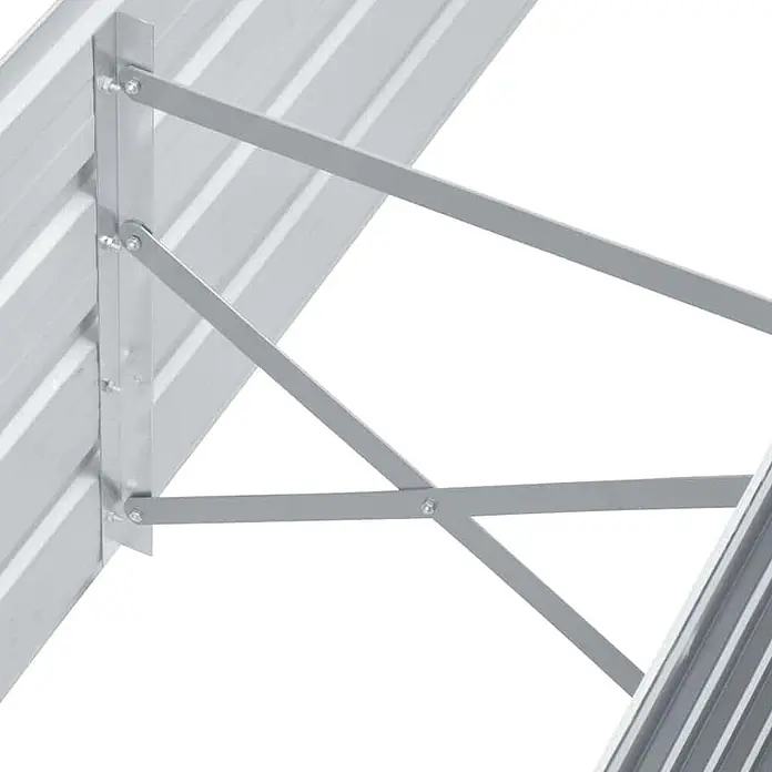 Furnicato Hochbeet - 160 x 40 x 45 cm, Stahl, Grau - Silbergraues Metall-Stützgestell mit mehreren Verbindungsstangen, an Wellblechpaneelen befestigt.