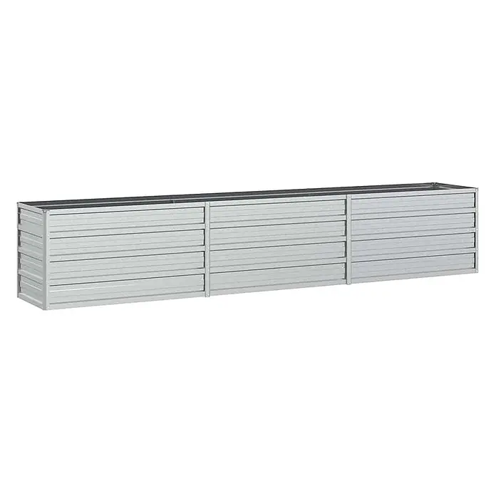Furnicato Hochbeet - 40 x 240 x 45 cm, Stahl, Silber - Langes, rechteckiges, modulares Hochbeet aus hellgrauem Lamellenmetall.