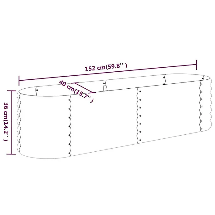 Furnicato Hochbeet - 152 x 40 x 36 cm, Stahl, Anthrazit - Langes ovales Hochbeet aus Metall mit den Maßen 152x40x36 cm.
