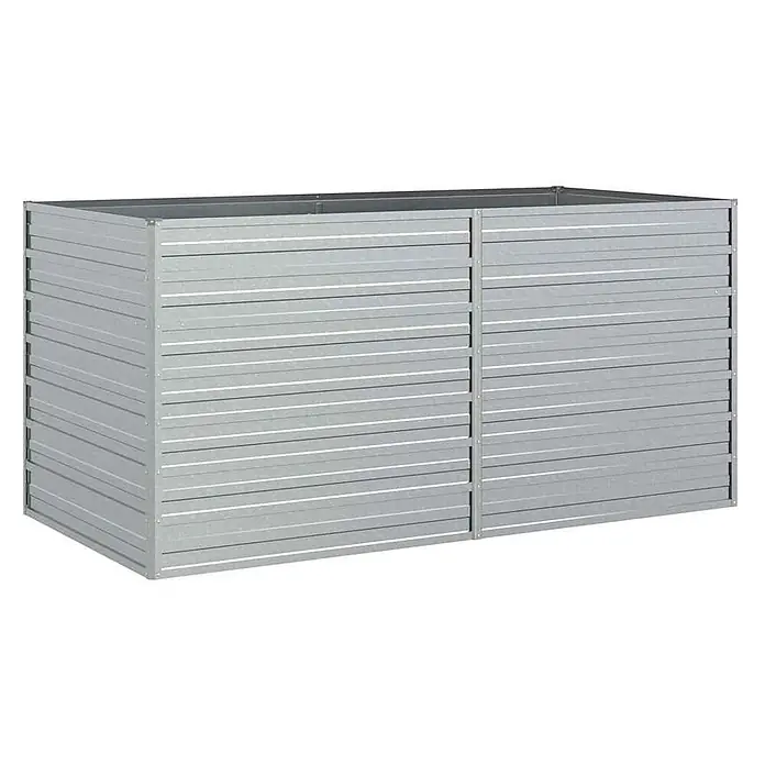 Furnicato Hochbeet - 80 x 160 x 77 cm, Stahl, Silber - Rechteckiges Hochbeet aus silber-grauem verzinktem Stahl mit horizontalen Wellblechpaneelen, ideal für den Garten.