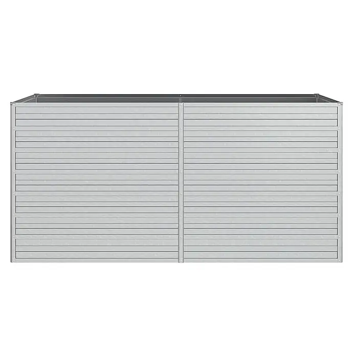 Furnicato Hochbeet - 80 x 160 x 77 cm, Stahl, Silber - Silbergraues Hochbeet aus verzinktem Stahl mit horizontalen Lattenpaneelen.