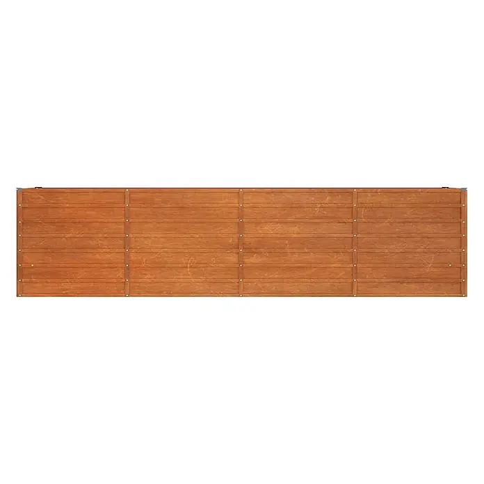 Furnicato Hochbeet - 320 x 40 x 77 cm, Stahl, Braun - Rechteckige braune Holzzaunplatte mit horizontalen Latten und vertikalen Stützen.