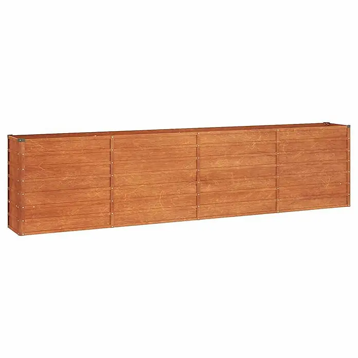 Furnicato Hochbeet - 320 x 40 x 77 cm, Stahl, Braun - Langes, rechteckiges Hochbeet aus braunen Holzbrettern, naturbelassen.