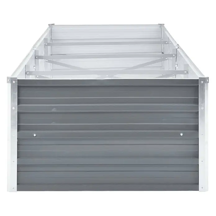 Furnicato Hochbeet - 320 x 80 x 45 cm, Stahl, Grau - Graues, geriffeltes Metall-Hochbeet mit silbernem Rahmen, ideal für den Gartenbau.
