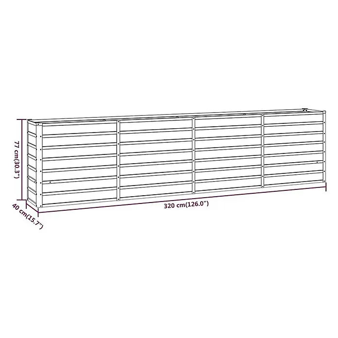 Furnicato Hochbeet - 320 x 40 x 77 cm, Stahl, Braun - Langes, lamelliertes Hochbeet, 320 cm L x 40 cm B x 77 cm H, mit vier Abschnitten.