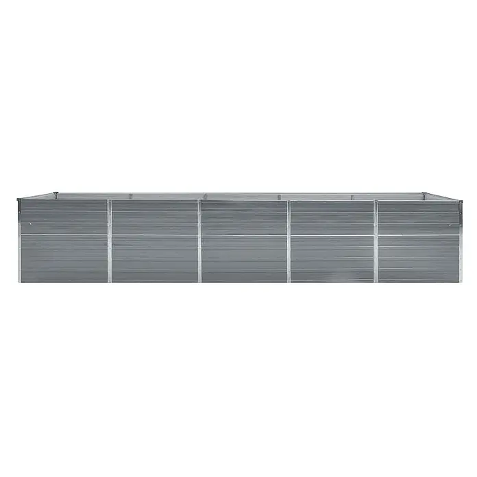Furnicato Hochbeet - 400 x 80 x 45 cm, Stahl, Grau - Langes, rechteckiges graues Metall-Hochbeet mit geripptem Design.